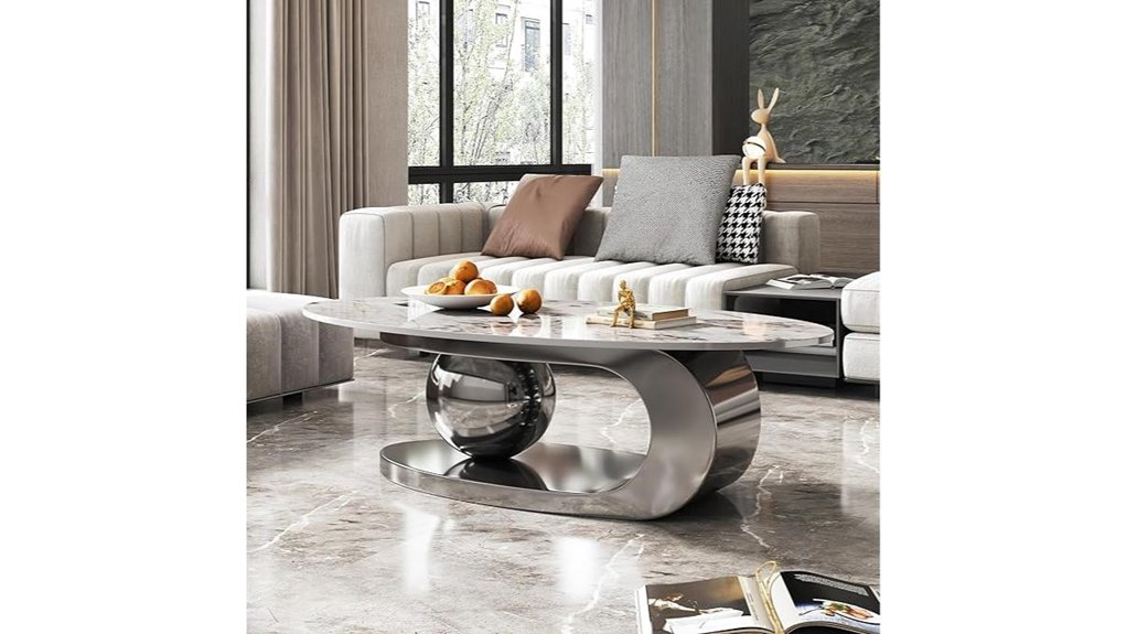 oval faux marble tabletop