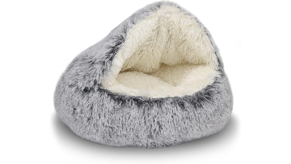 plush hooded pet bed