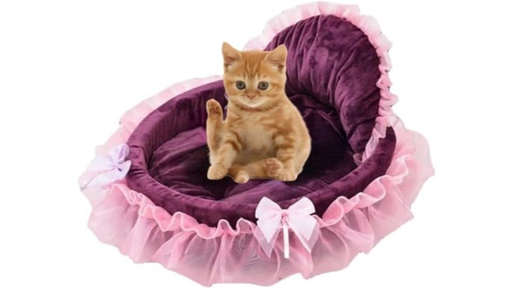 purple heart shaped pet bed