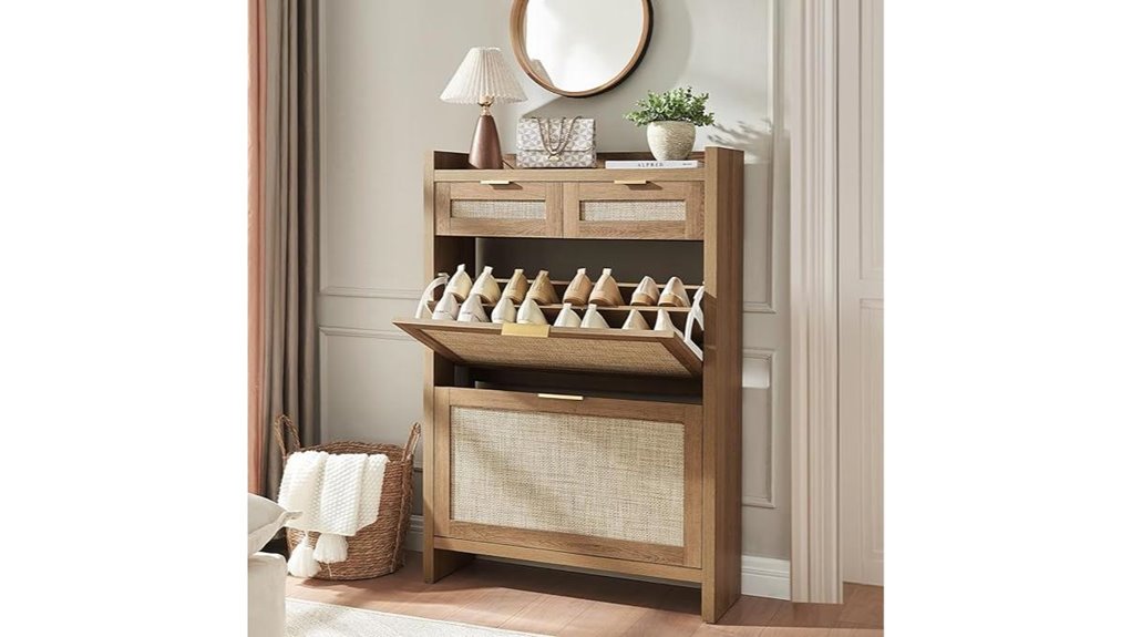 rattan shoe cabinet drawers