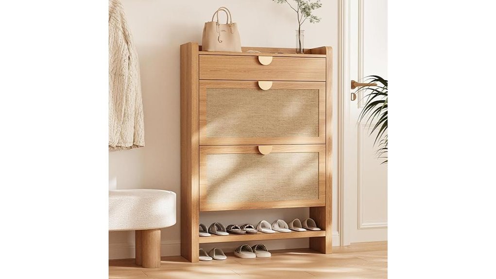 rattan shoe storage cabinet