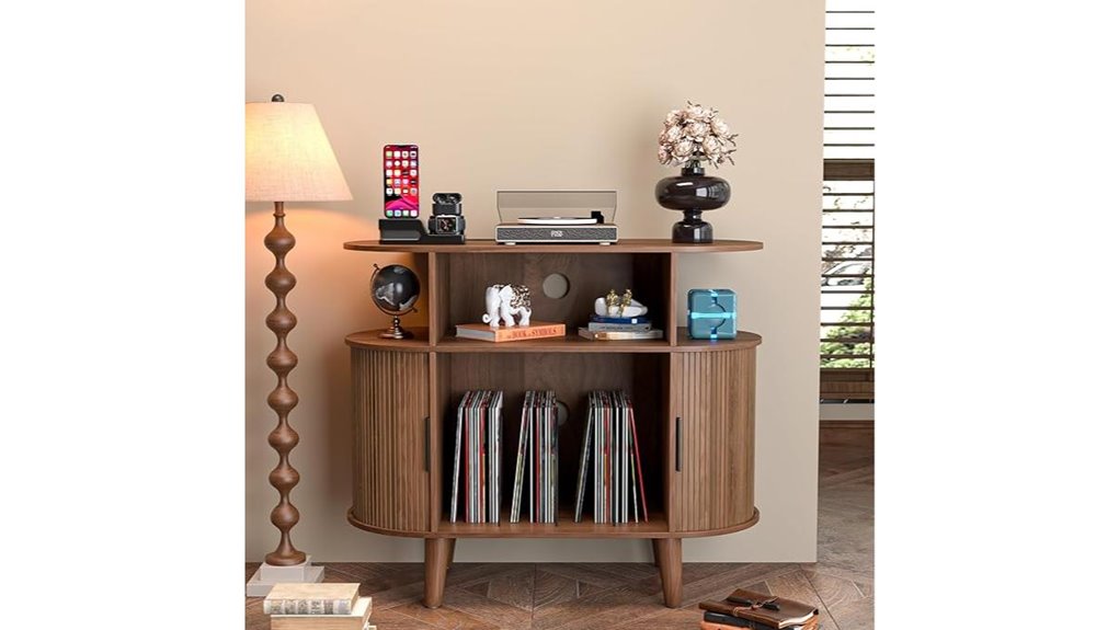 record player stand with ports