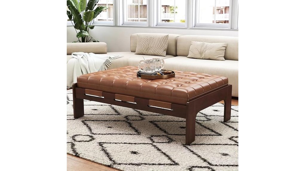 rectangular faux leather ottoman