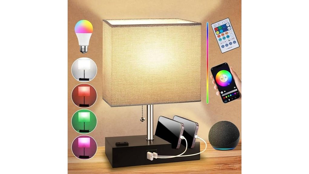 rgb bedside lamp with charging
