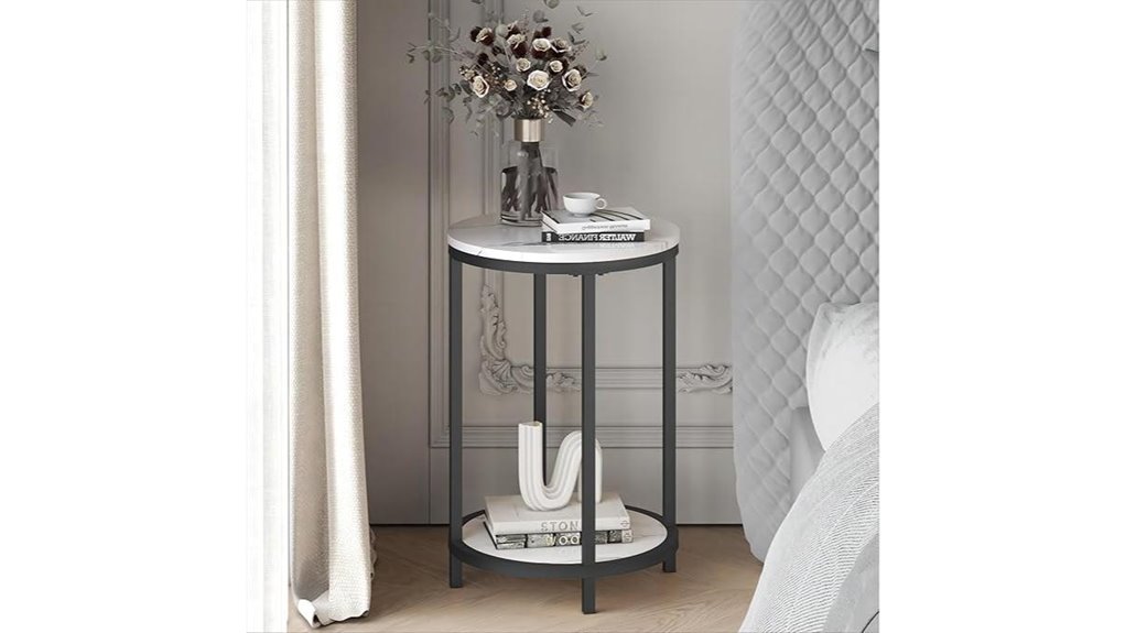 round faux marble table