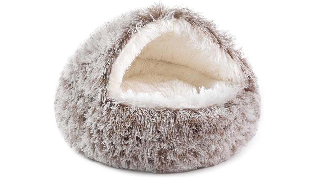 round hooded dog bed
