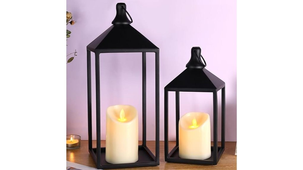 rustic lantern with candles
