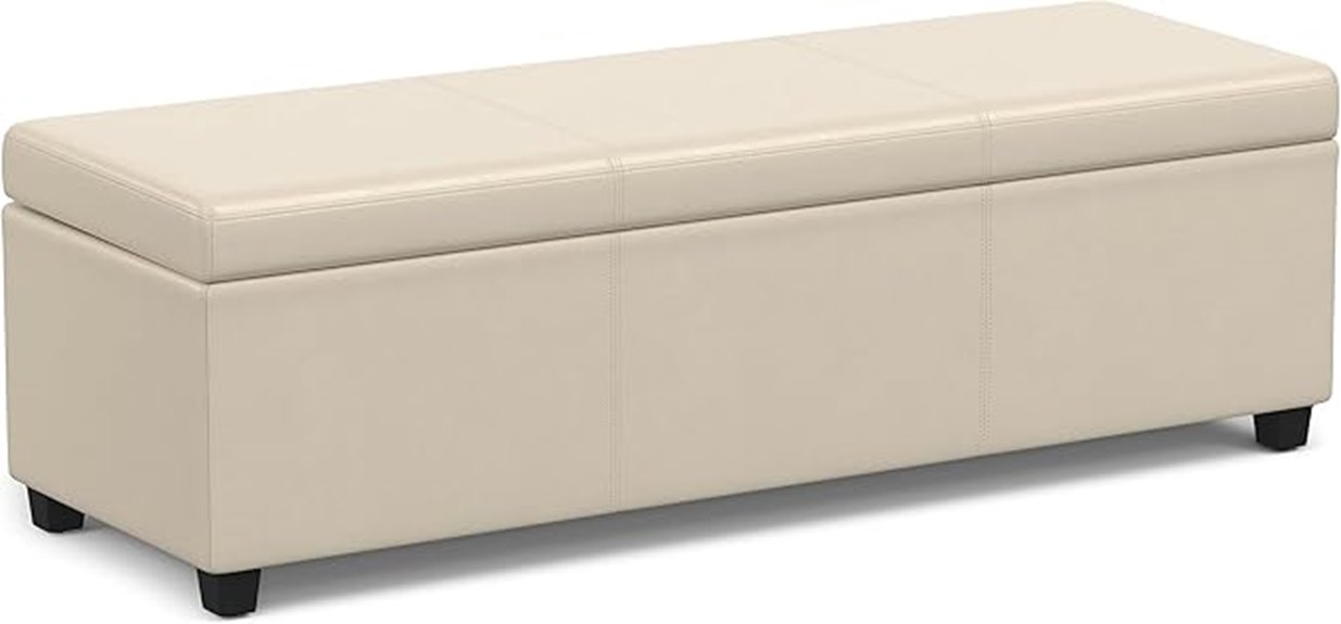 satin cream storage ottoman