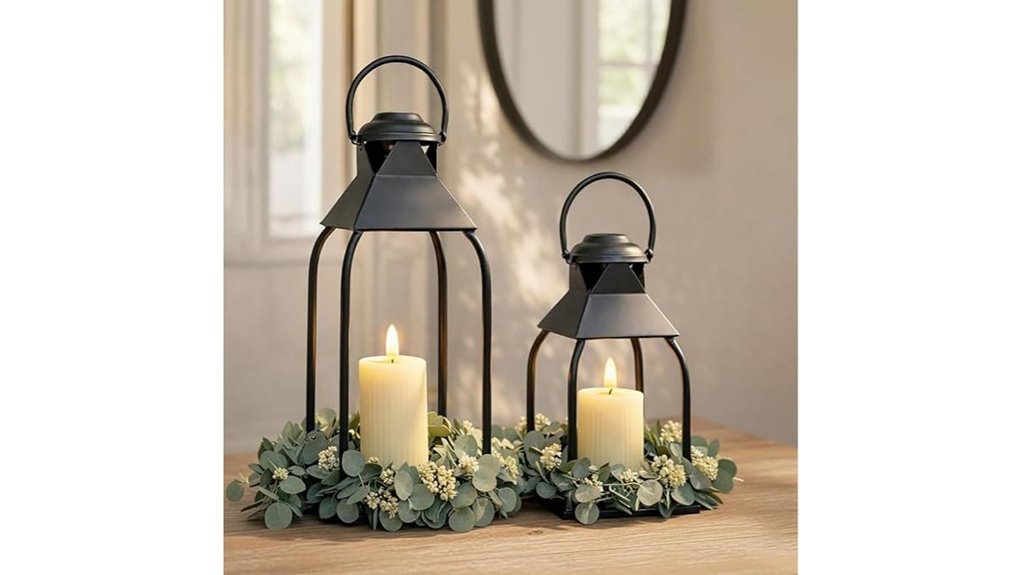 set of decorative metal lanterns