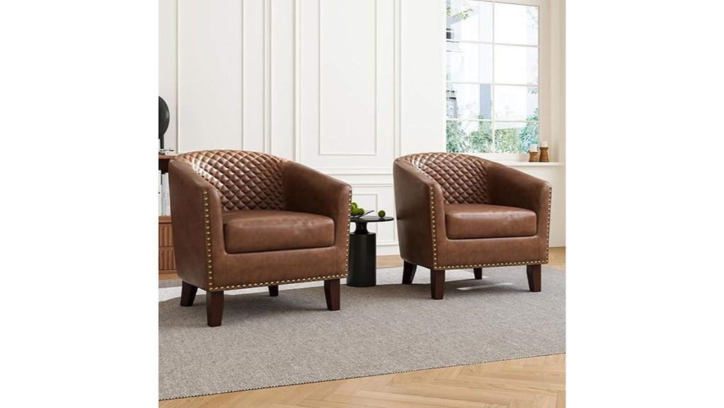 set of faux leather chairs