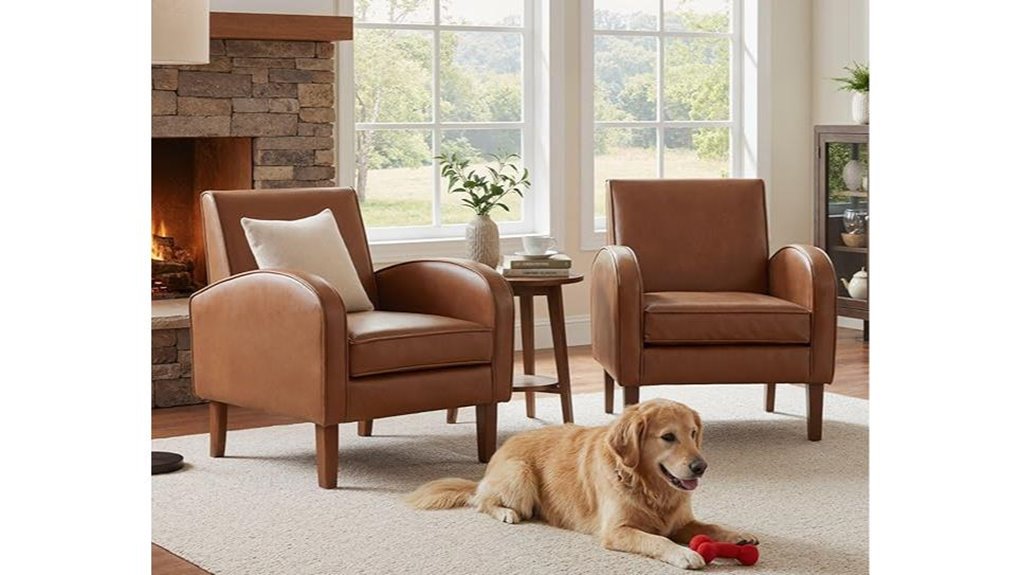 set of two brown chairs