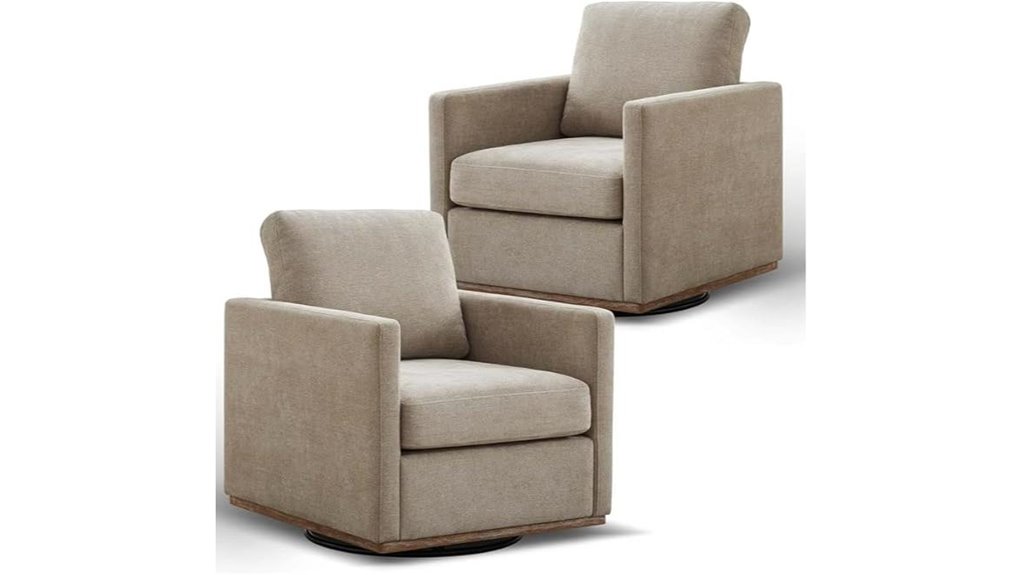 set of two taupe swivel chairs