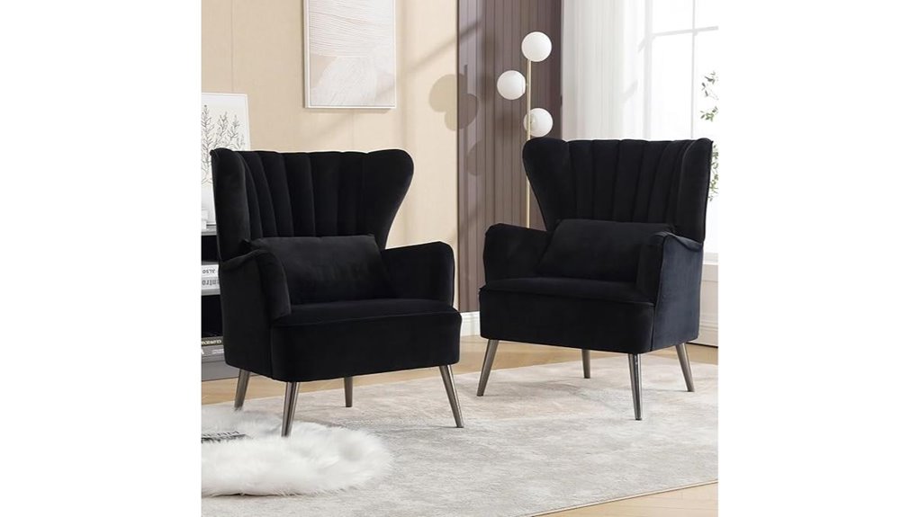 set of upholstered wingback chairs