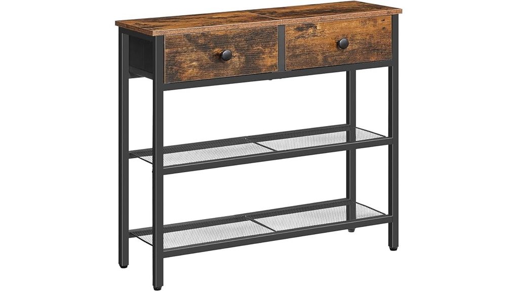 slim storage console table