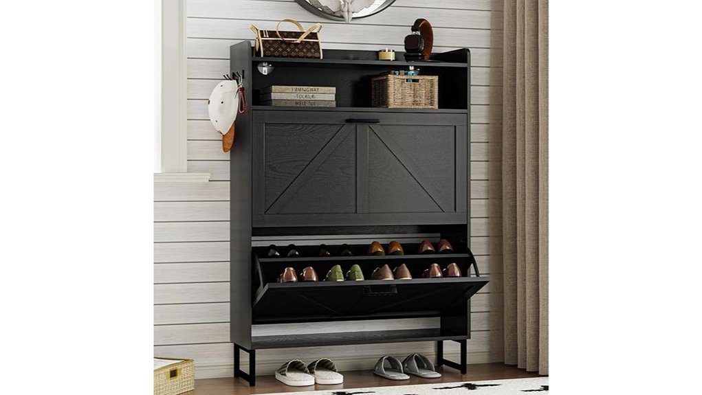 slim wooden shoe cabinet