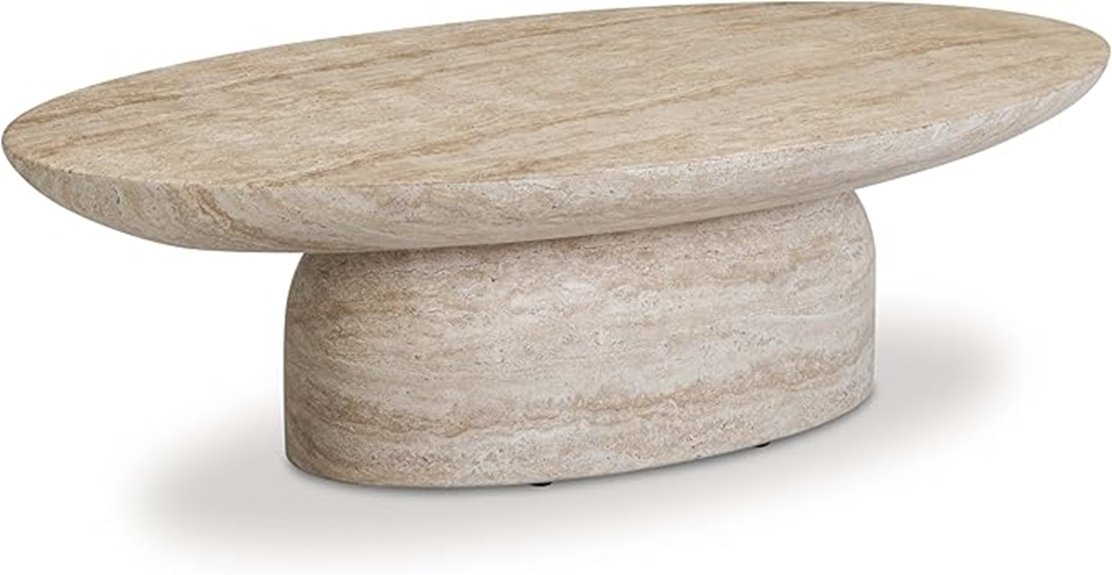 sonia faux travertine table