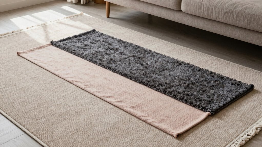 subtle textured rug layering