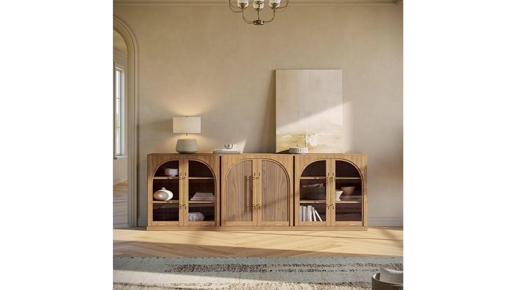 three piece buffet with glass