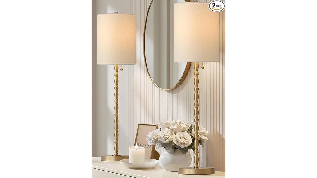two buffet lamps with linen shades