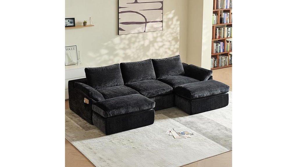 u shaped cloud couch with ottomans