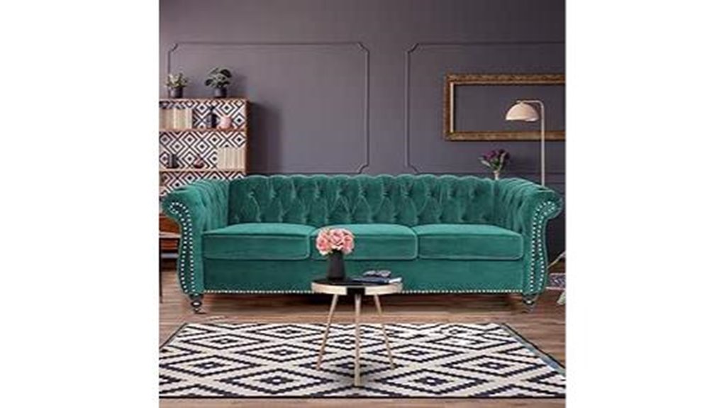 velvet 3 seater chesterfield