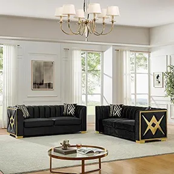 velvet chesterfield sofa set