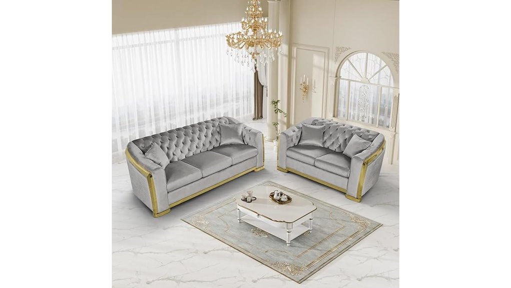 velvet chesterfield with gold