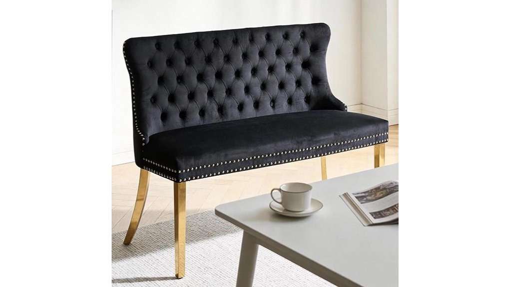 velvet nailhead dining bench
