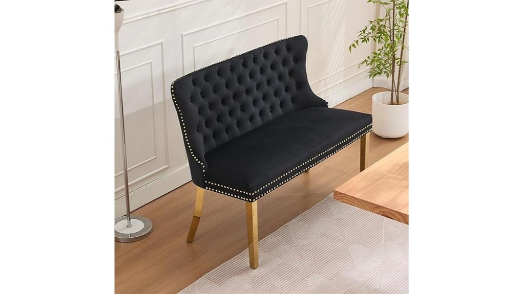 velvet nailhead dining bench