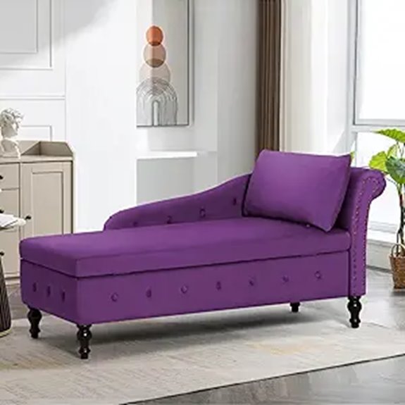 velvet storage chaise lounge