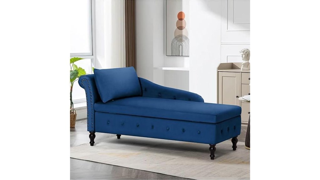 velvet tufted storage chaise