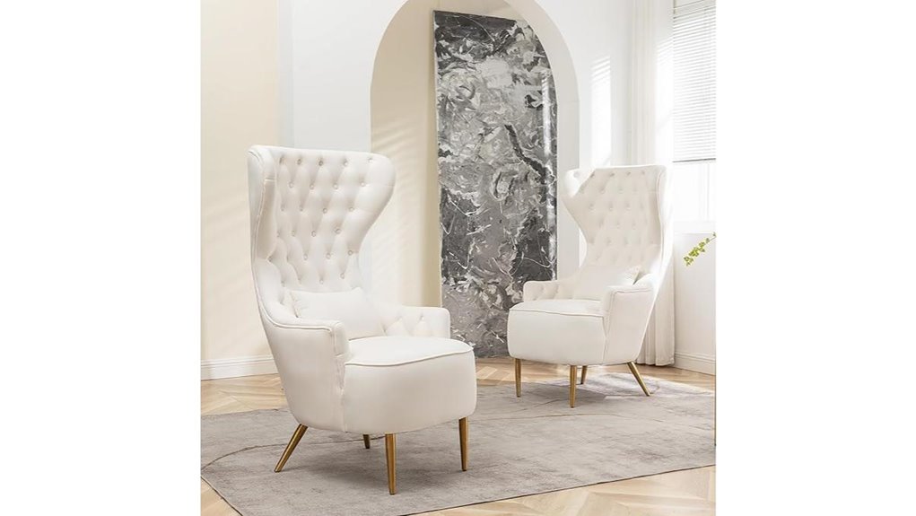velvet wingback chair set
