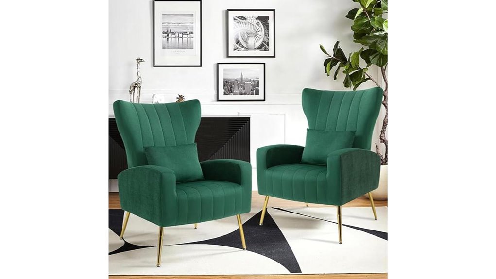 velvet wingback gold chairs