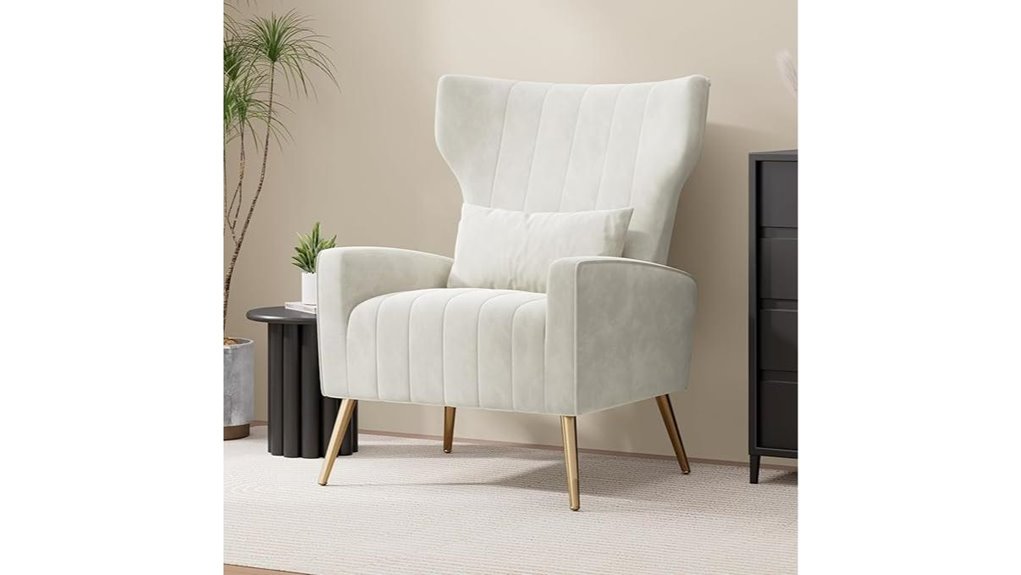velvet wingback gold legs
