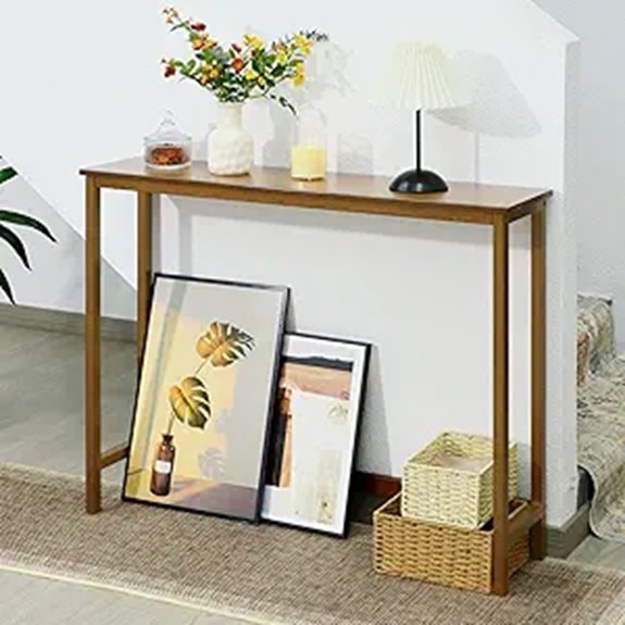 walnut bamboo narrow console
