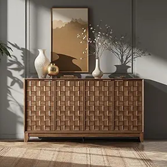 walnut fluted sideboard adjustable