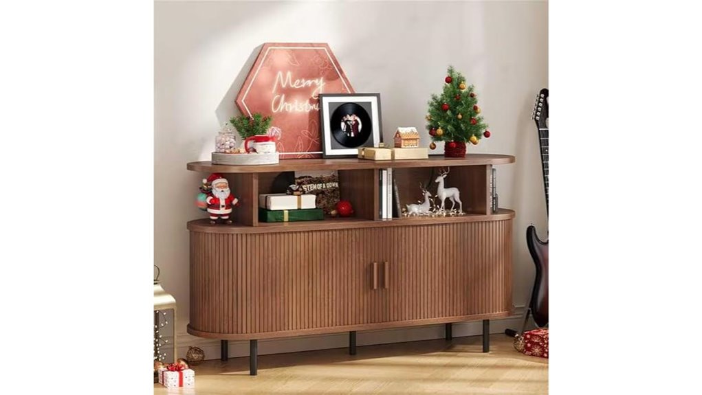 walnut record stand with charger