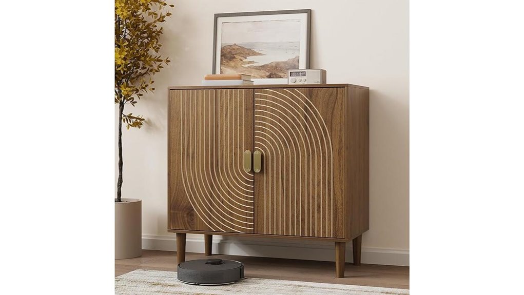 walnut sideboard with shelves