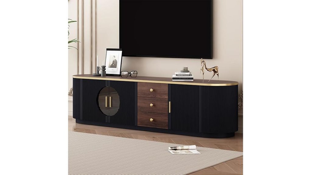 walnut tv stand with glass