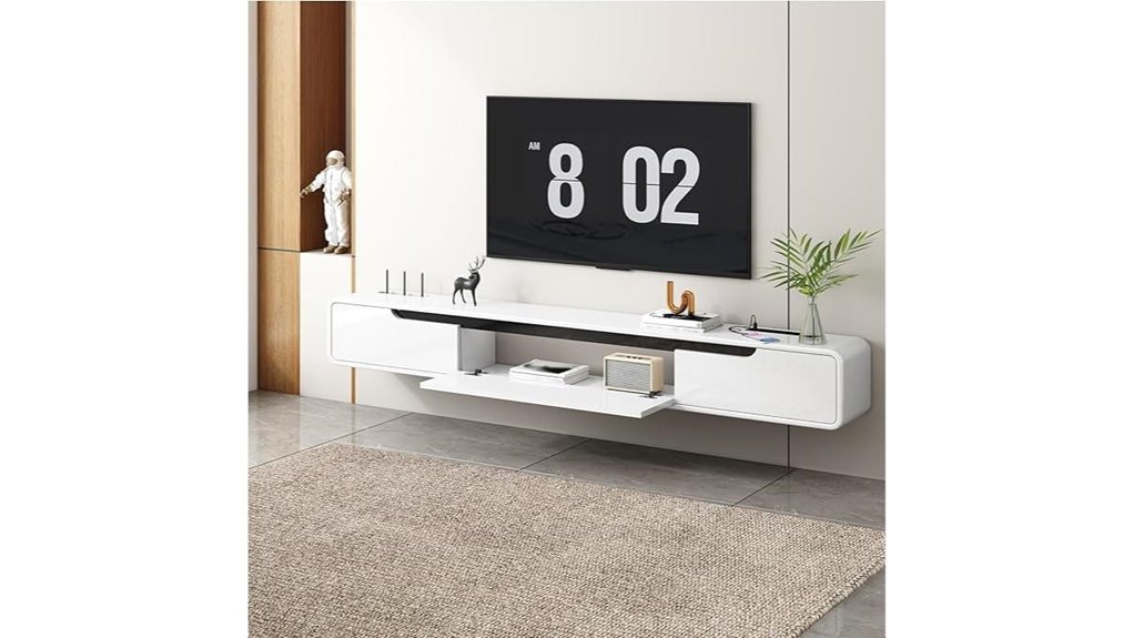 white 71 inch floating stand