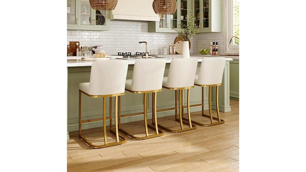 white and gold bar stools