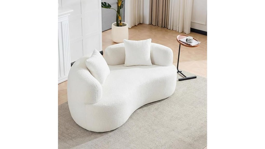 white curved loveseat sofa
