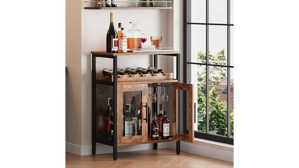 wine bar cabinet with rack