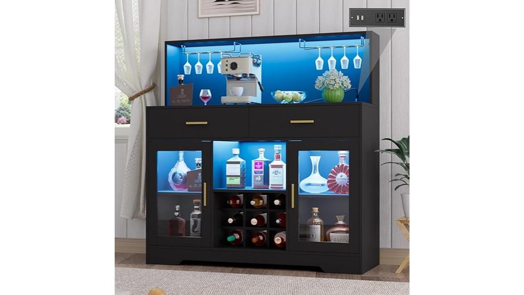 wine storage with lighting