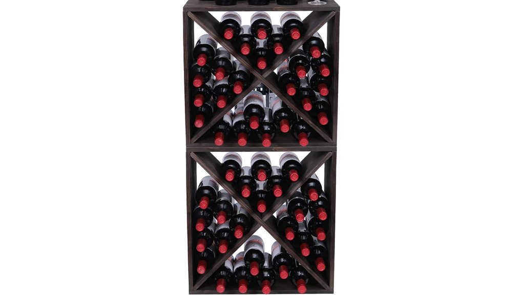 wooden 48 bottle rack