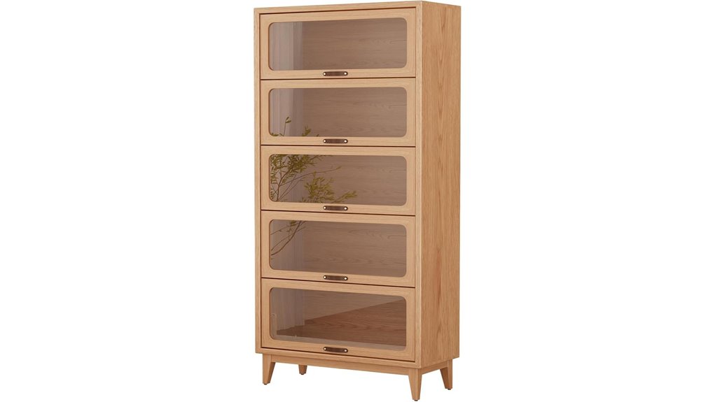 wooden bookcase with doors