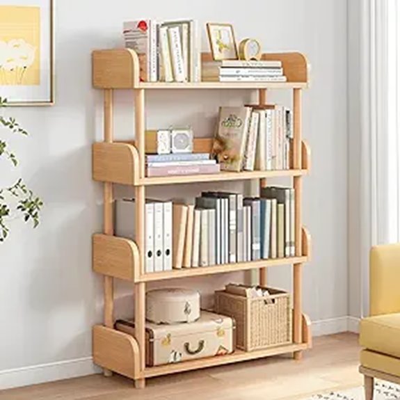 wooden multi tier bookshelf