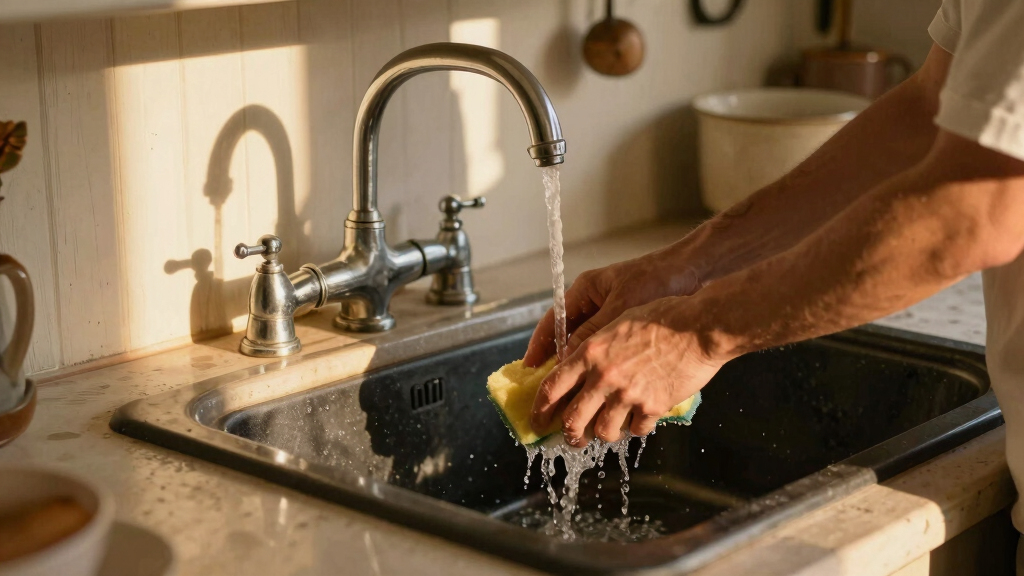 A $50 Cast Iron Sink and a Hoosier Cabinet Combined to Create a Kitchen Focal Point