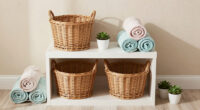 She Added Vintage Wicker Baskets to Her Family Bathroom — So Much Storage!