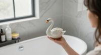 She Used A Ceramic Swan To Hide This Major Bathroom Eyesore